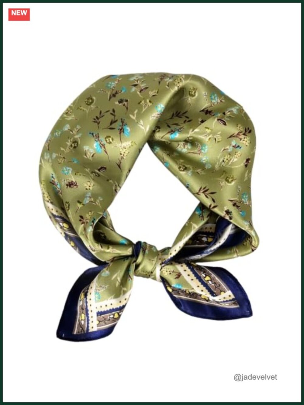 100% Mulberry Silk Neck Scarf 21" Square Floral Neckerchief